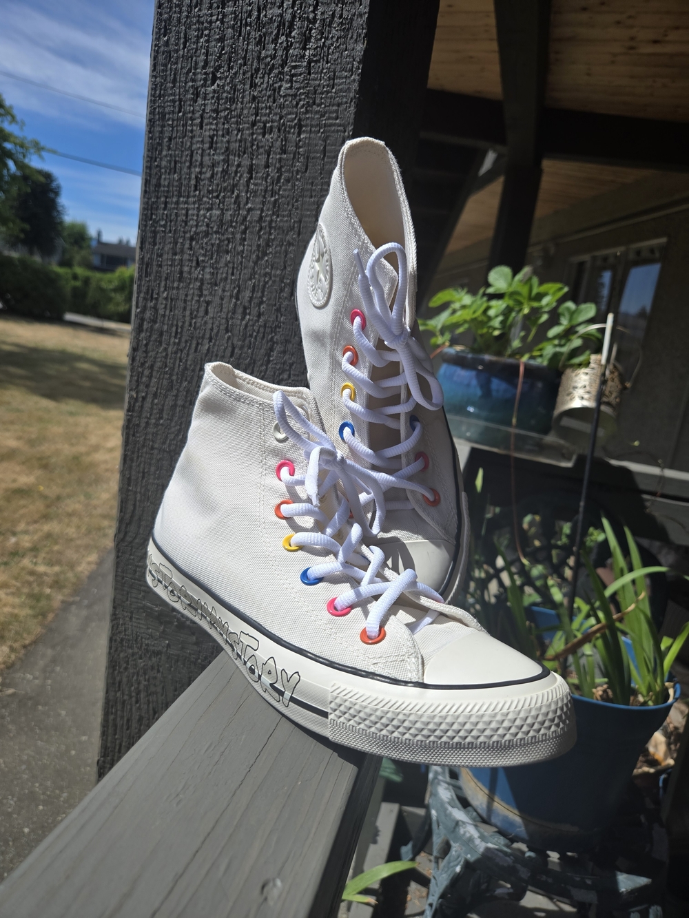 Women's White High-Top Canvas "My Story" Sneakers
